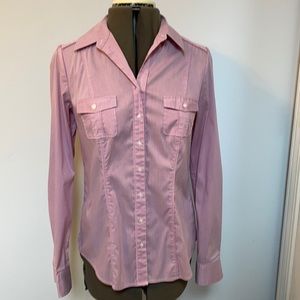 White House Black Market red & white pin stripe button down